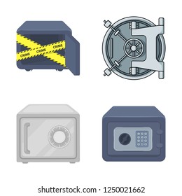 Vector illustration of  and safe logo. Collection of  and cash stock symbol for web.