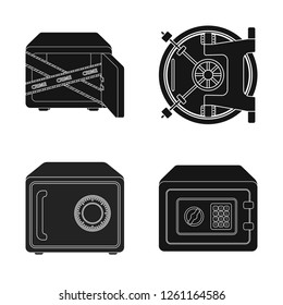 Vector illustration of  and safe logo. Set of  and cash stock symbol for web.