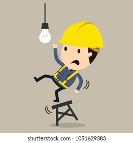 Vector illustration, Safety and accident, Industrial safety cartoon, Electric shock