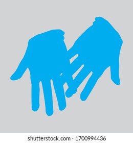 Ilustración vectorial de guantes de seguridad en fondo gris.Icono,elemento gráfico.