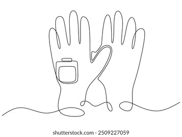 Ilustración vectorial de guantes de seguridad representados con un solo dibujo de línea continua.