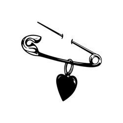 Vector Illustration Of Safety Pin With Heart Concept