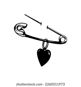 vector illustration of safety pin with heart concept