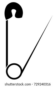 Vector illustration of safety pin,web, logo, flat image. object isolated on white background. 