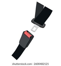 Vector illustration of safety seat belt isolated on white background. Realistic unblocked seat belt