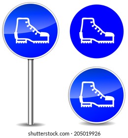 Vector illustration of safety shoes blue sign icons