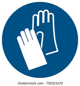 Vector illustration safety sign, protective symbol. Hand protection must be worn