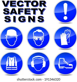 Vector illustration of safety signs on white background