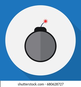 Vector Illustration Of Safety Symbol On Bomb Flat Icon. Premium Quality Isolated Dynamite  Element In Trendy Flat Style.