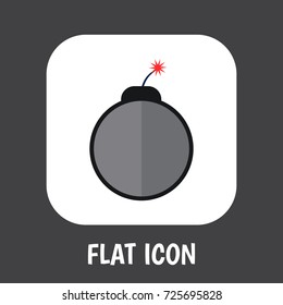 Vector Illustration Of Safety Symbol On Bomb Flat Icon. Premium Quality Isolated Dynamite  Element In Trendy Flat Style.