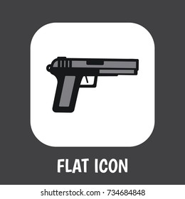 Vector Illustration Of Safety Symbol On Weapon Flat Icon. Premium Quality Isolated Gun  Element In Trendy Flat Style.