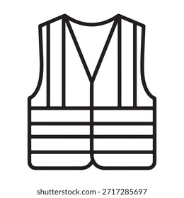 Vector illustration of a safety vest, commonly used in construction or industrial environments. This clean, hand-drawn design is perfect for safety-related projects, occupational gear catalogs, and workwear apparel collections
