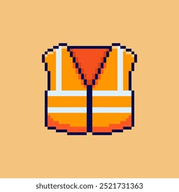 Vektorgrafik der Sicherheitsweste mit Pixel Art Design, perfekt für Spiel-Assets Themen-Designs