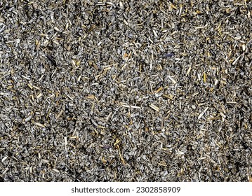 Ilustración vectorial del fondo de hojas de té de hierbas secas saladas, vista superior del fondo y textura de SALVIAE FOLIA.
