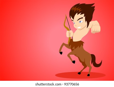 Vector illustration of Sagittarius in cartoon style