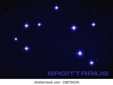 Vector illustration of Sagittarius constellation in blue 