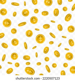 Vector illustration of Sagittarius zodiac. Flying gold coins on transparent background (PNG).