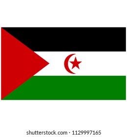 Vector illustration Sahrawi flag icon isolated on white background. Rectangle national flag of Sahrawi. Flag button