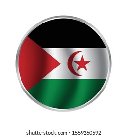 Vector illustration Sahrawi flag icon isolated on white background. Round national flag of Sahrawi. Flag button.