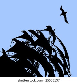 vector illustration of the sail on background blue sky