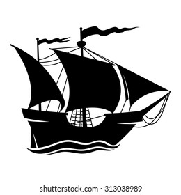 Vector illustration. Sailboat.