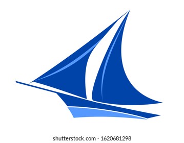 Vector Illustration Sailboat Sea Transport