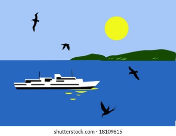 vector illustration of the sailboat seaborne