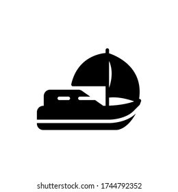Vector illustration of sailboat with two sails icon or logo use black color and glyph design style
