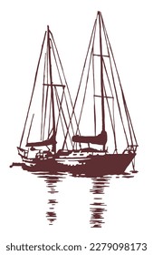 Vector illustration of sailboats silhouette.