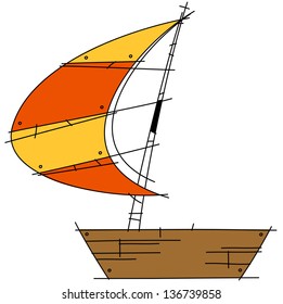 Vector illustration of a sailing boat