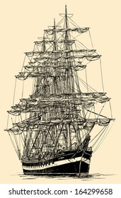 Vector illustration of a sailing boat