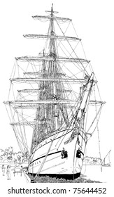 vector illustration of a sailing boat