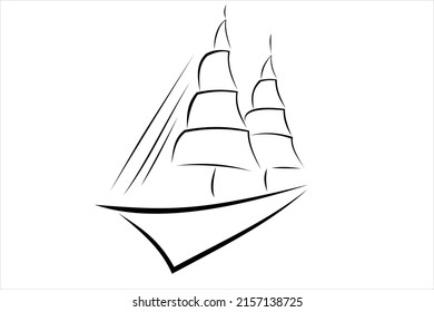 Vector Illustration of Sailing Boat Line art