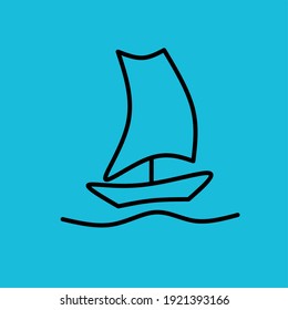 Vector illustration of sailing boat on the sea