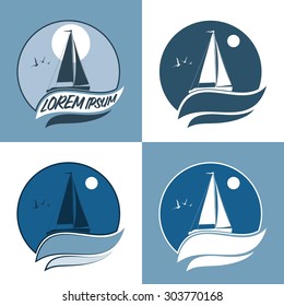 vector illustration of sailing boat. sail in the sea. sail in the ocean. sea sport. sail set.