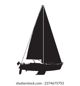 Vector Illustration of Sailing Boat Silhouette