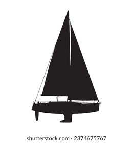 Vector Illustration of Sailing Boat Silhouette