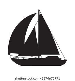 Vector Illustration of Sailing Boat Silhouette