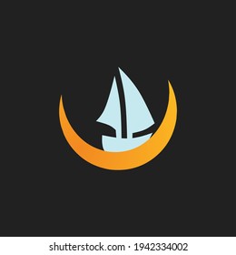 Vector illustration of sailing ship icon