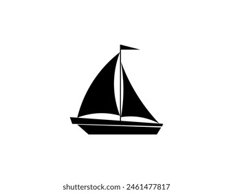 Vector illustration of a sailing ship in a minimalist style on a white background for a logo	