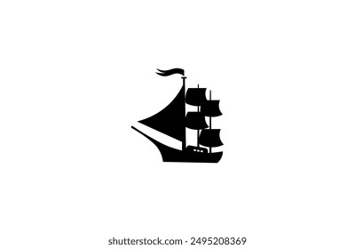 Vector illustration of a sailing ship in a minimalist style on a white background for a logo	