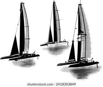 vector illustration of the sailing ship on the sea