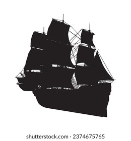 Vektorgrafik der Silhouette des Segelschiffs