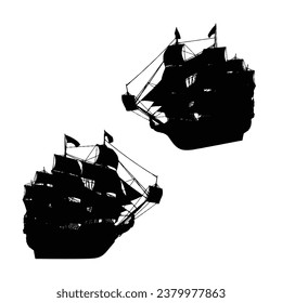 Vector Illustration of Sailing Ship Silhouette