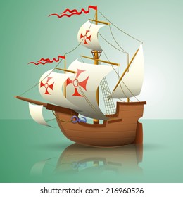 Vector illustration of a sailing ship of Spain.