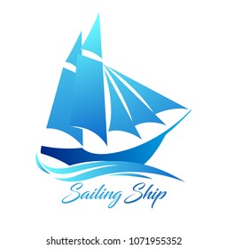 Vector illustration, Sailing ship symbol for expedition, transportation, and general company.