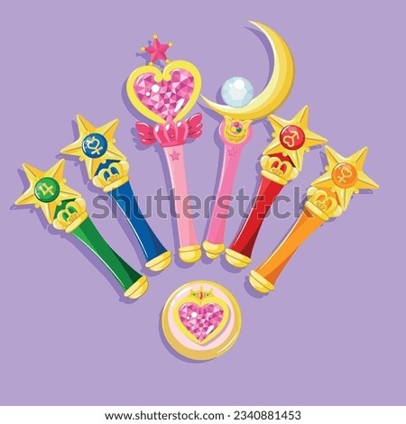 vector illustration of sailor moon scepters and scout sailors two