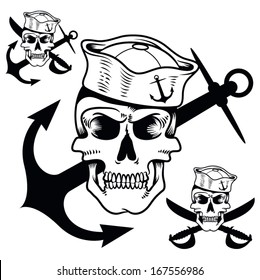 Vector Illustration Of Sailor Skull