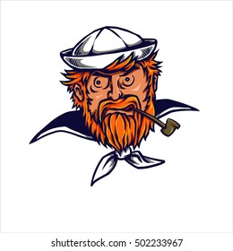 vector illustration of sailor smoking pipe