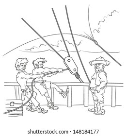 Vector illustration of sailors